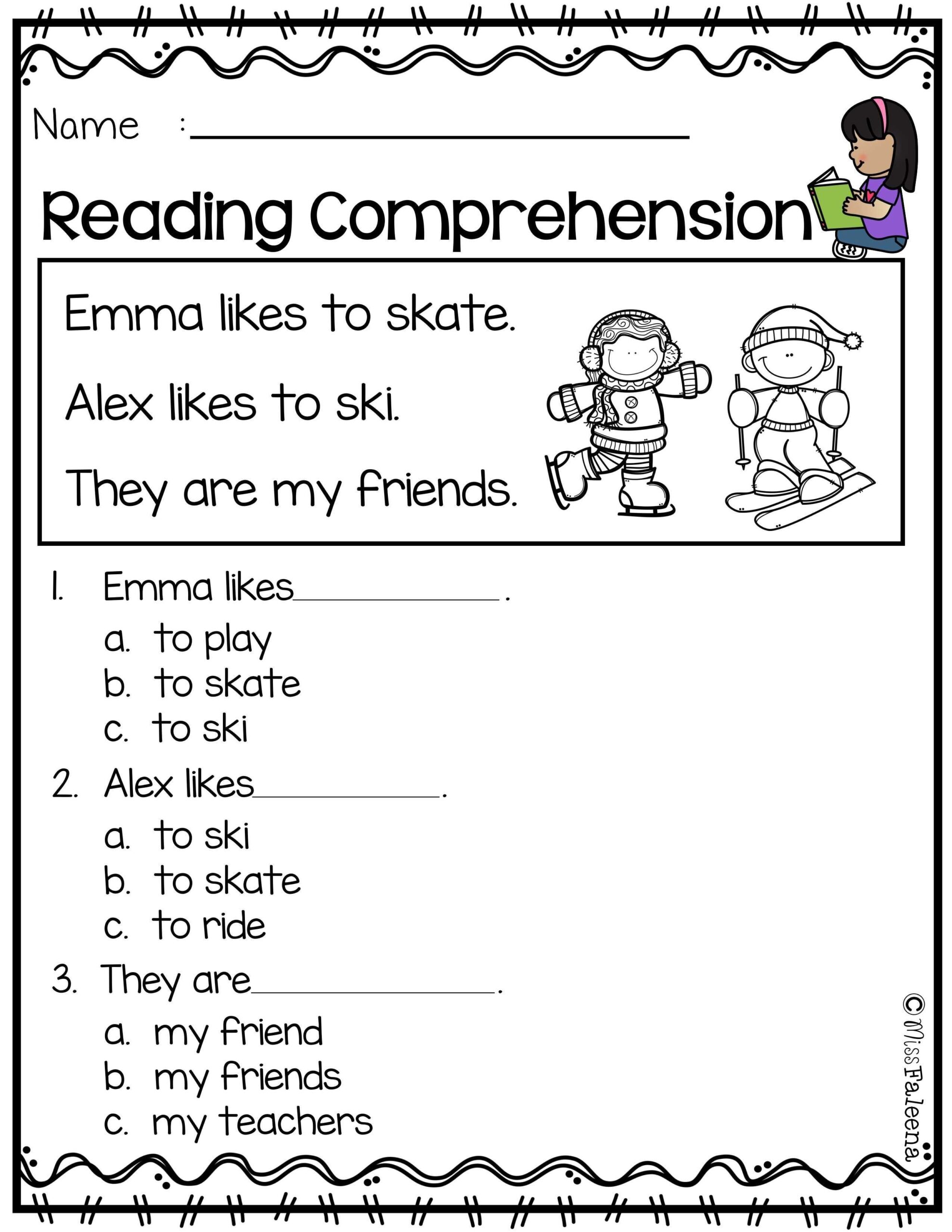 Kindergarten Level Reading Comprehension Worksheets