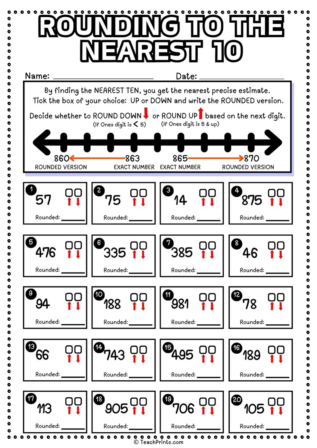 Free Rounding To The Nearest 10 Worksheets Teach Prints