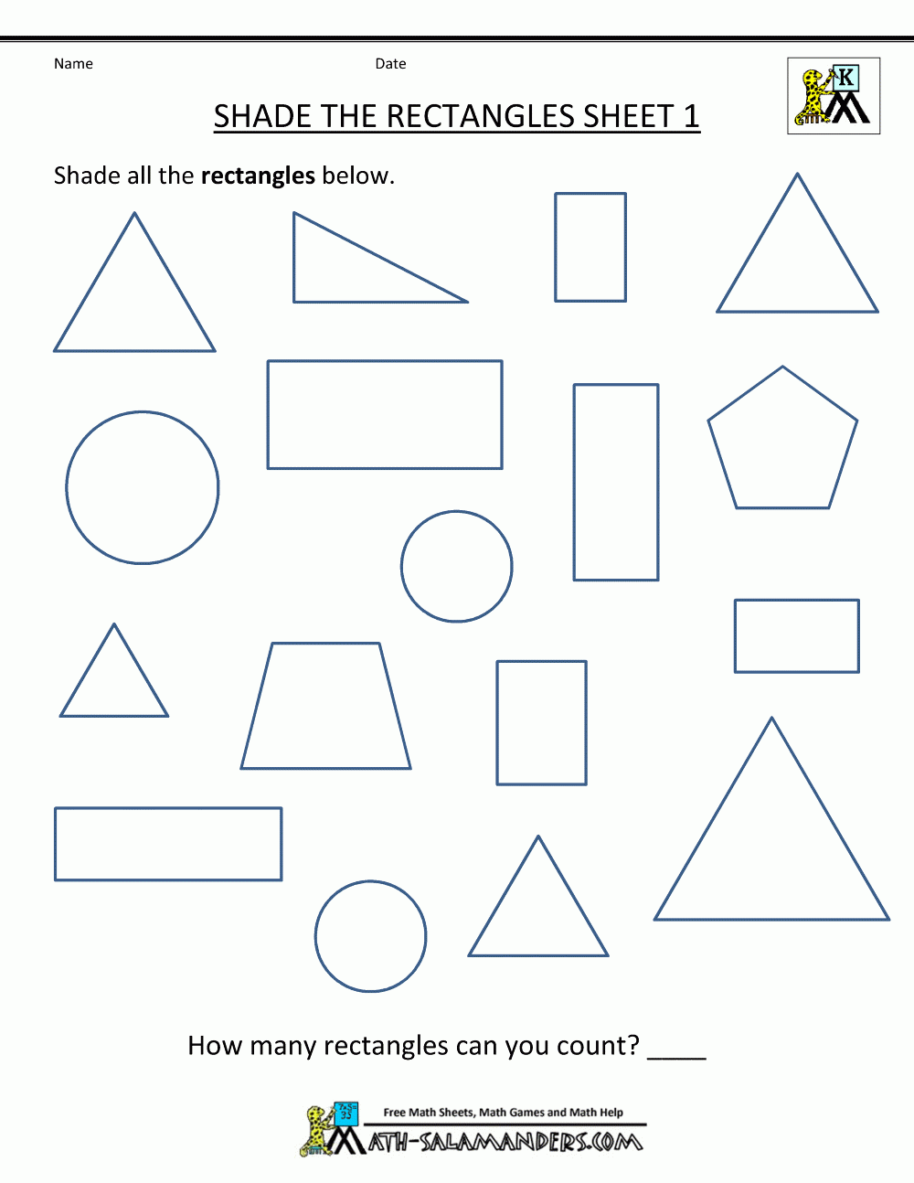 Free Shapes Worksheets For Kindergarten Pdf