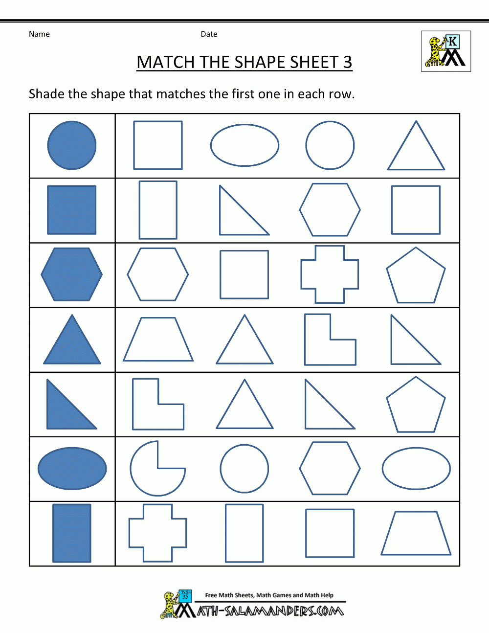 Free Shape Worksheets Kindergarten Worksheets Library