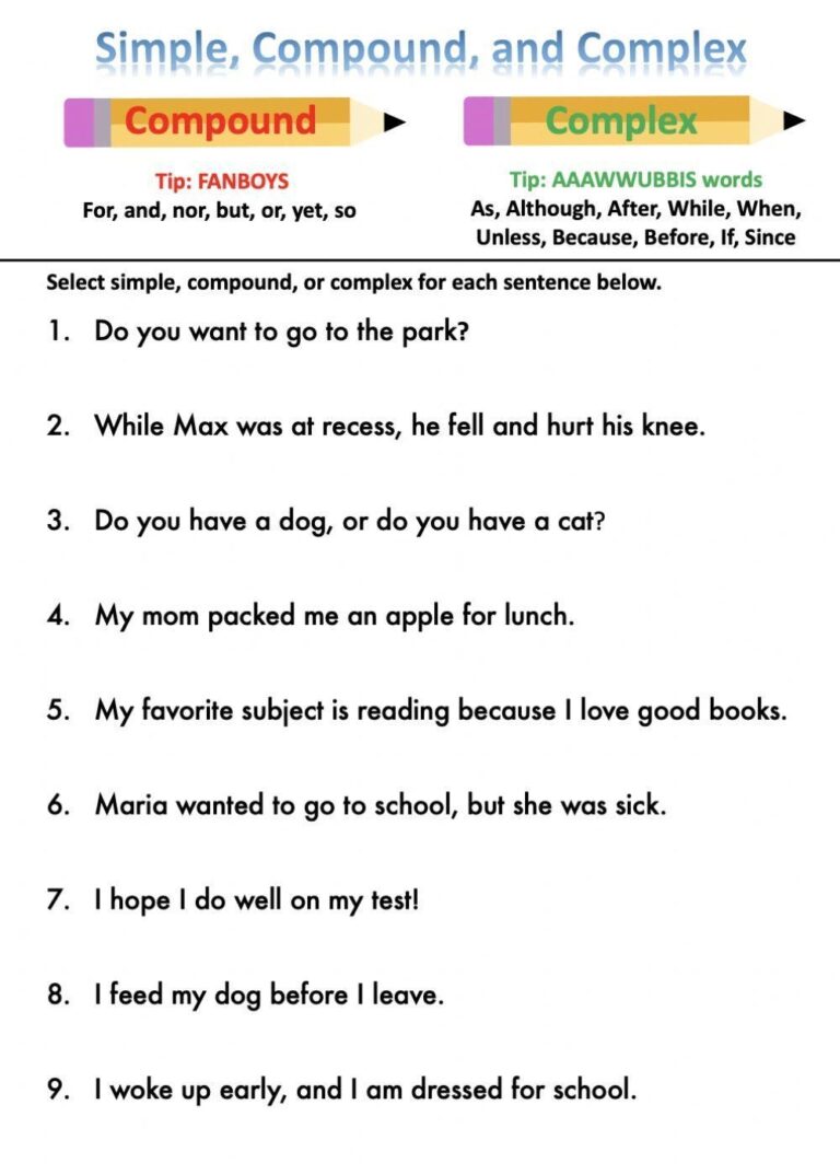 Free Simple Compound Complex And Compound Complex Sentences Worksheet Download Free Simple Compound Complex And Compound Complex Sentences Worksheet Png Images Free Worksheets On Clipart Library