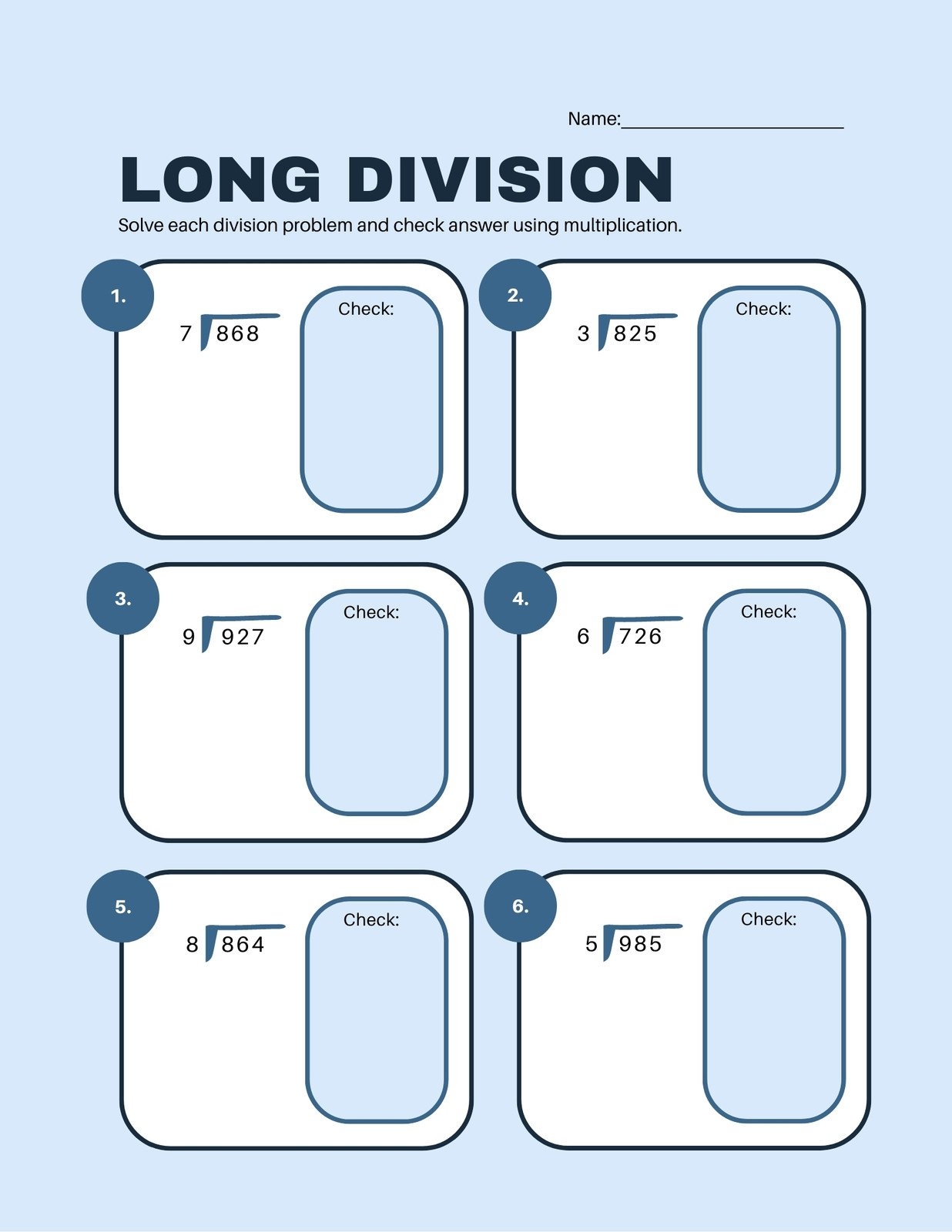 Single Digit Division Worksheets Printable Free