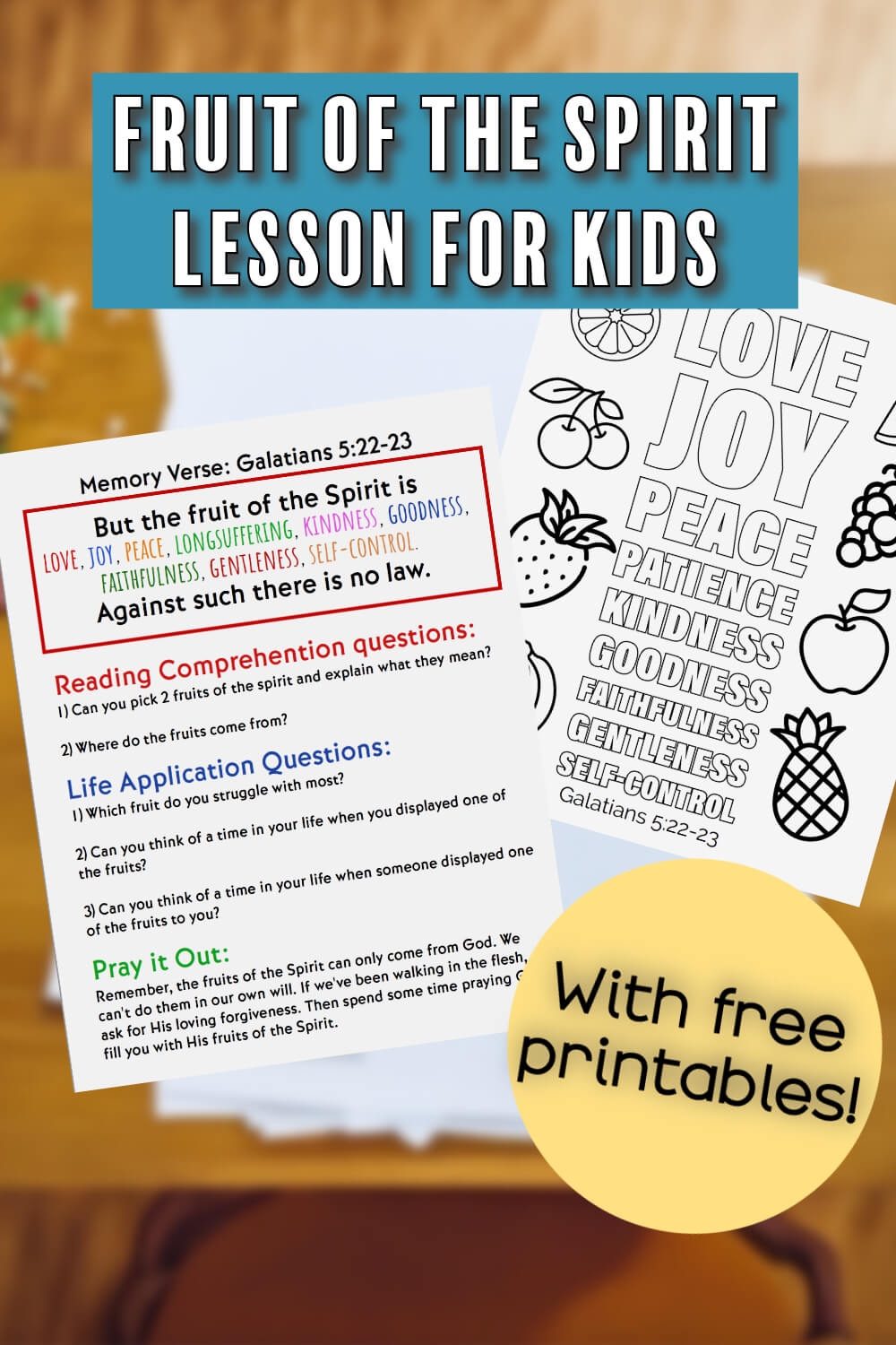 Preschool Fruits Of The Spirit Printable