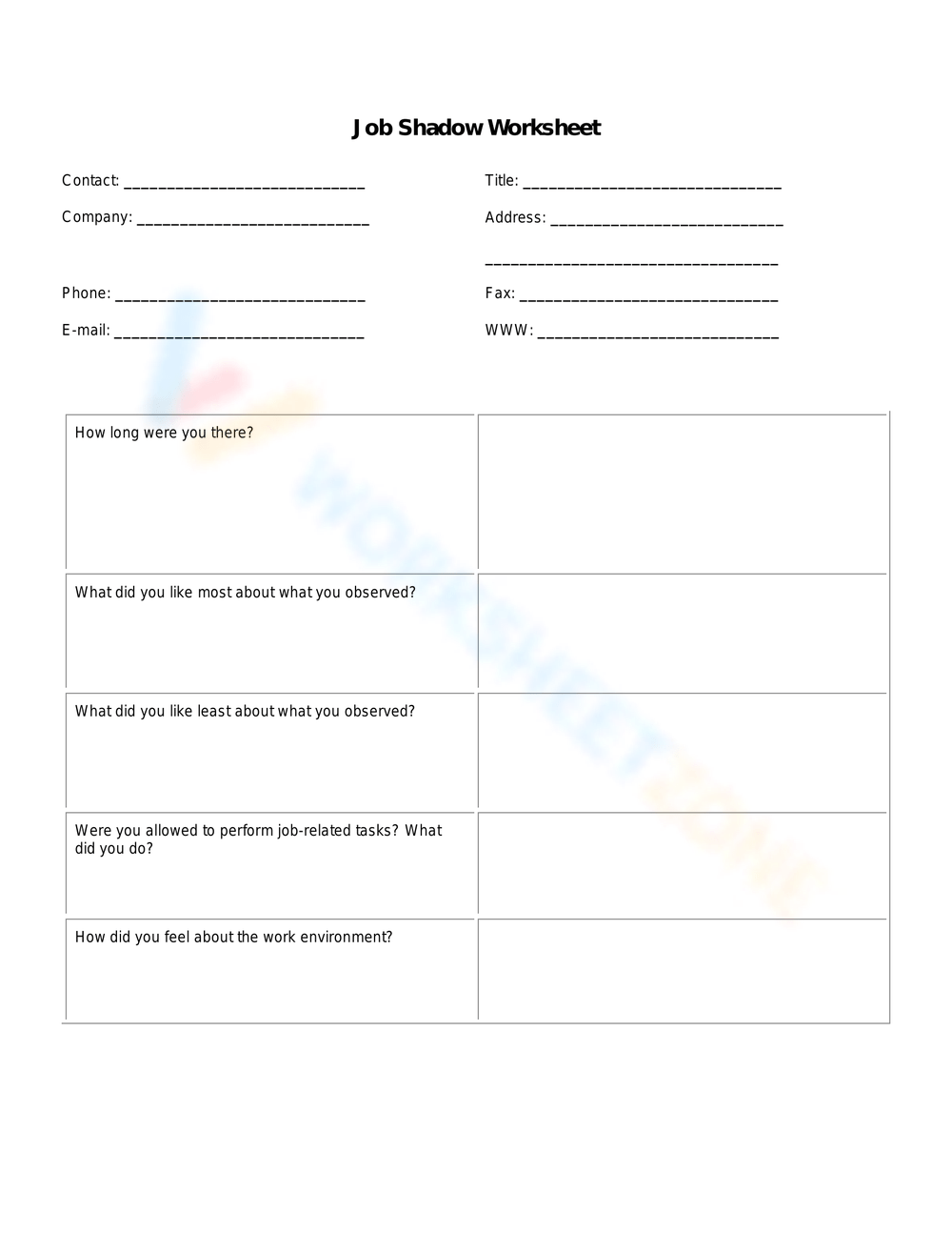 Free Printable Shadow Work Worksheet