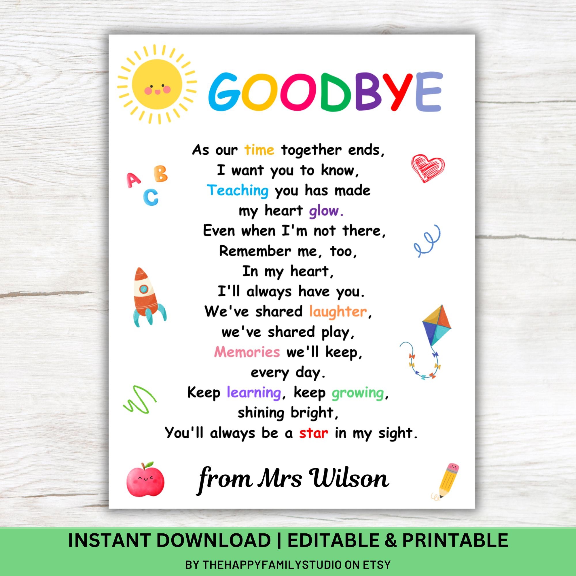 Graduation Poems For Preschool Etsy