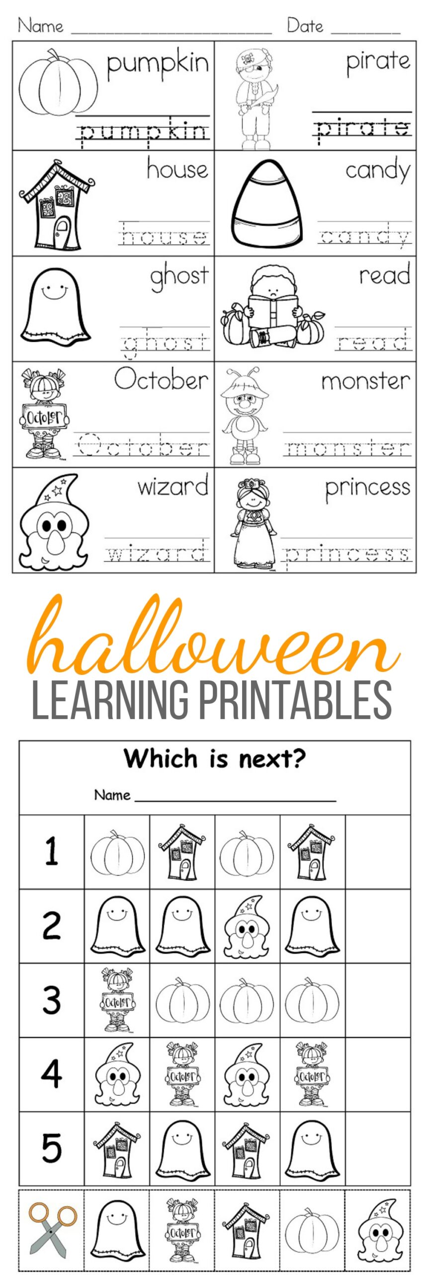 Preschool Printable Activities For Halloween