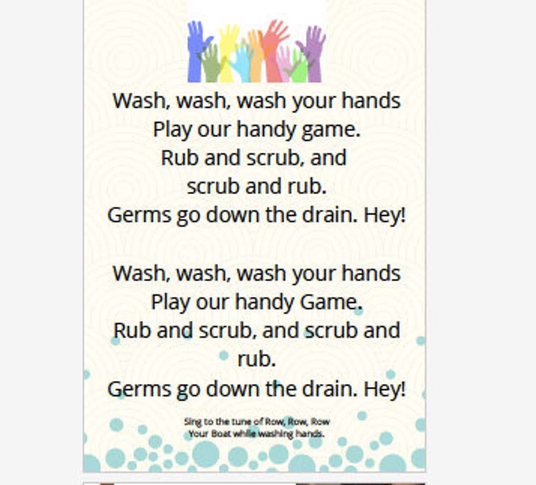 Hand Washing Song Posters Etsy