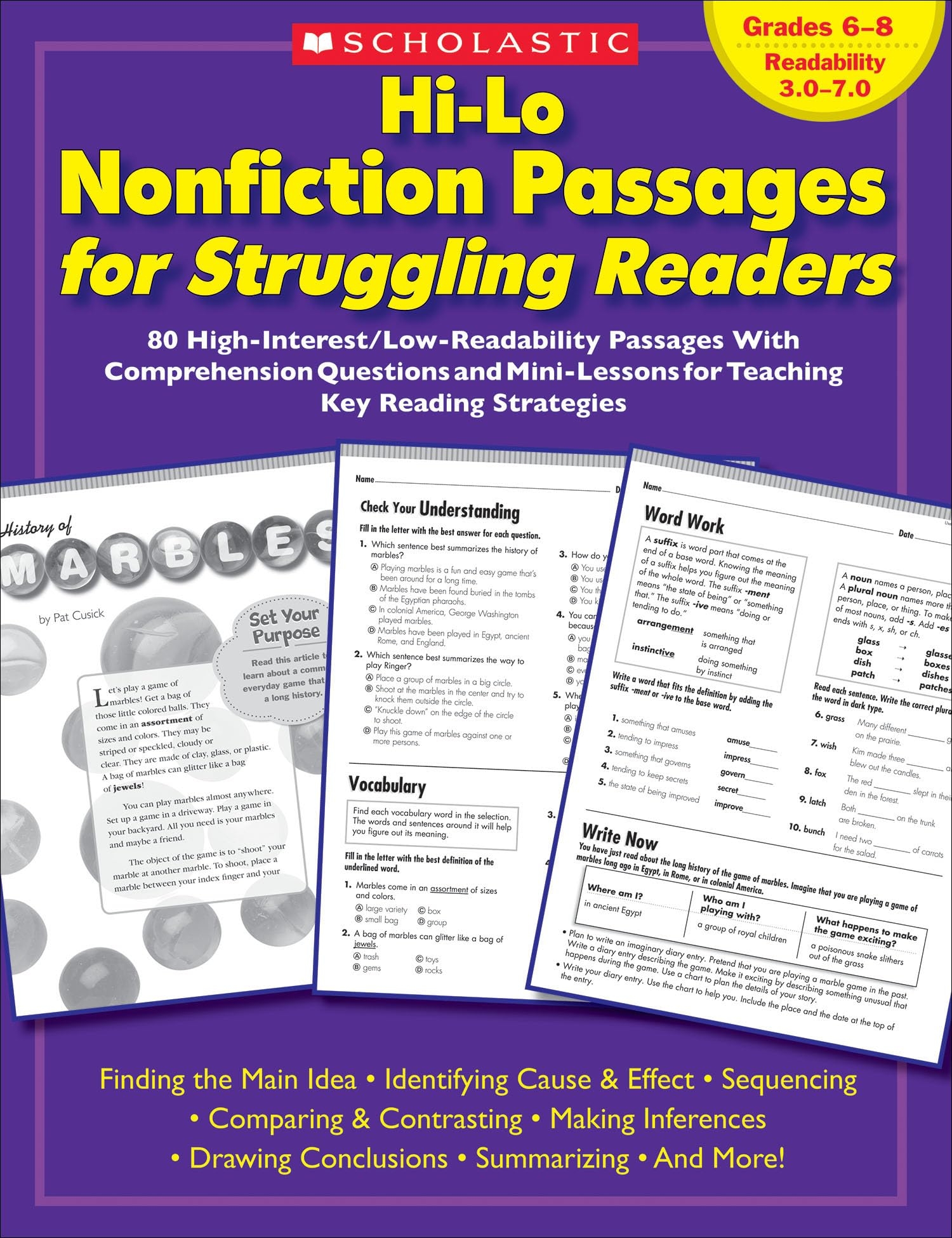 Hi Lo Nonfiction Passages For Struggling Readers Grades 6 8 80 High Interest Low Readability Passages With Comprehension Questions And Mini Lessons For Teaching Key Reading Strategies 9780439694988 Teaching Resources Amazon