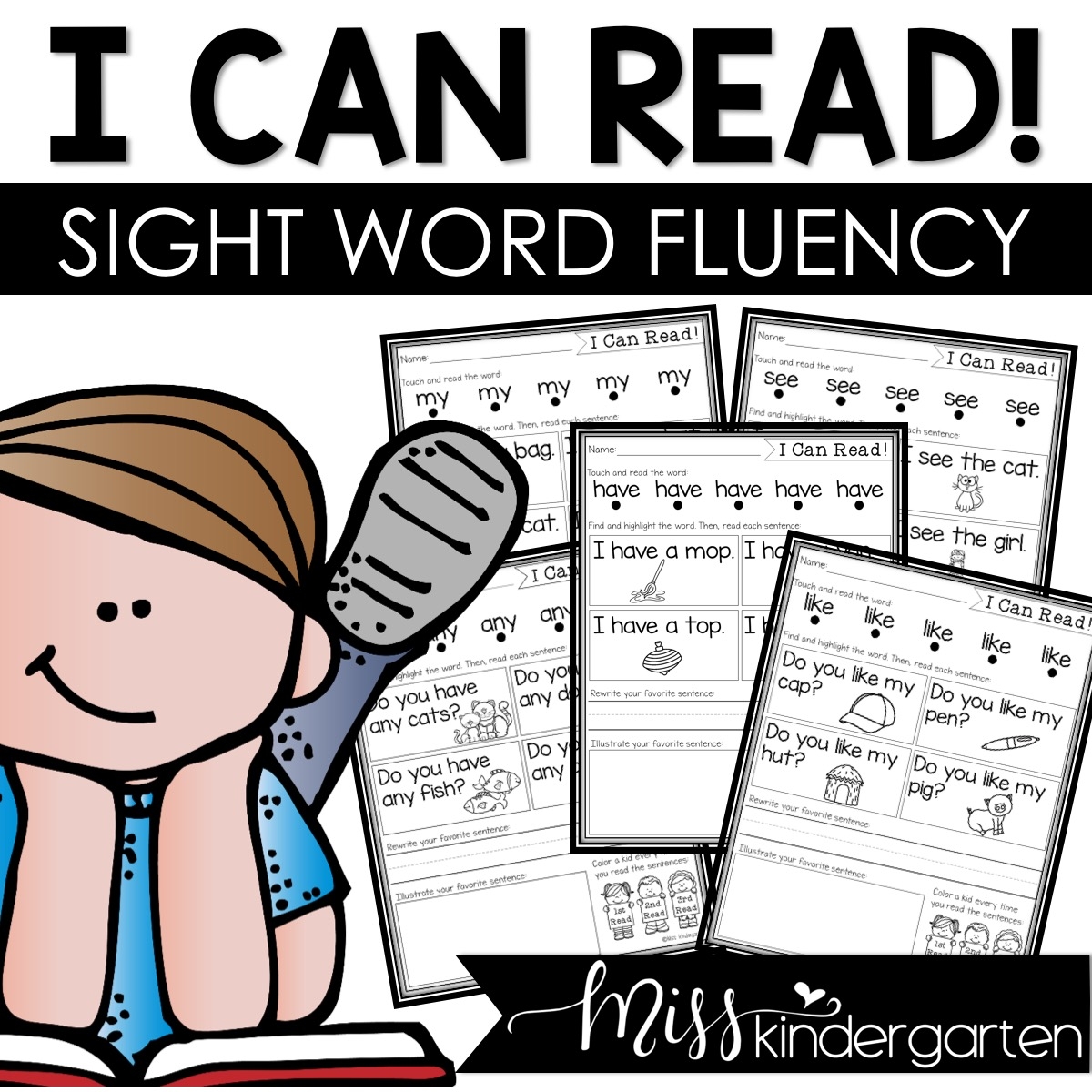 I Can Read Sight Word Fluency Kindergarten Worksheets Miss I Can Read Sight Word Fluency Kindergarten Worksheets Miss