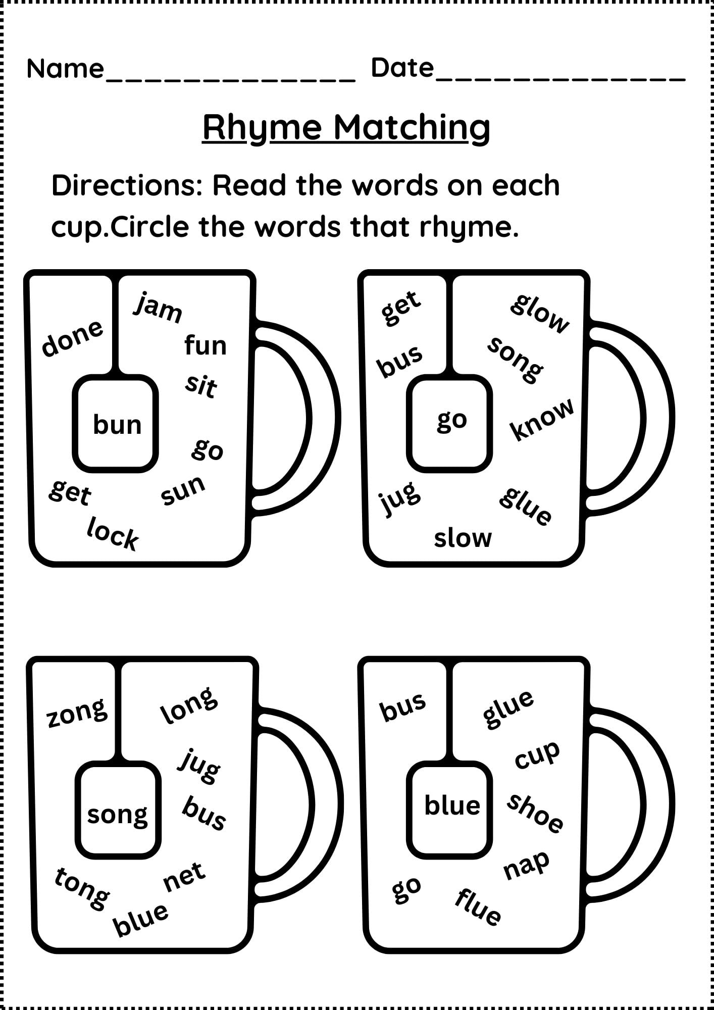 Identify Rhyming Words Rhyming Crashed Words ELA Worksheets 