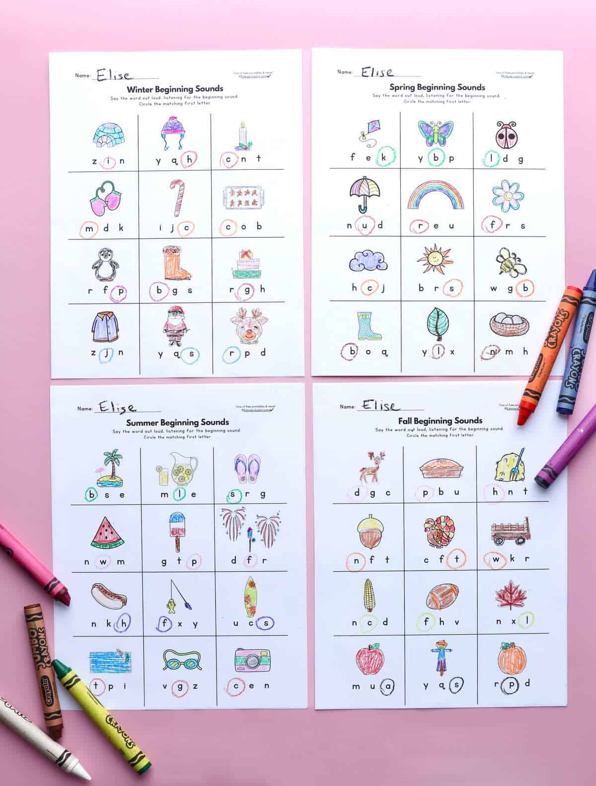 Free Reindeer Worksheets Kindergarten Beginning Sounds