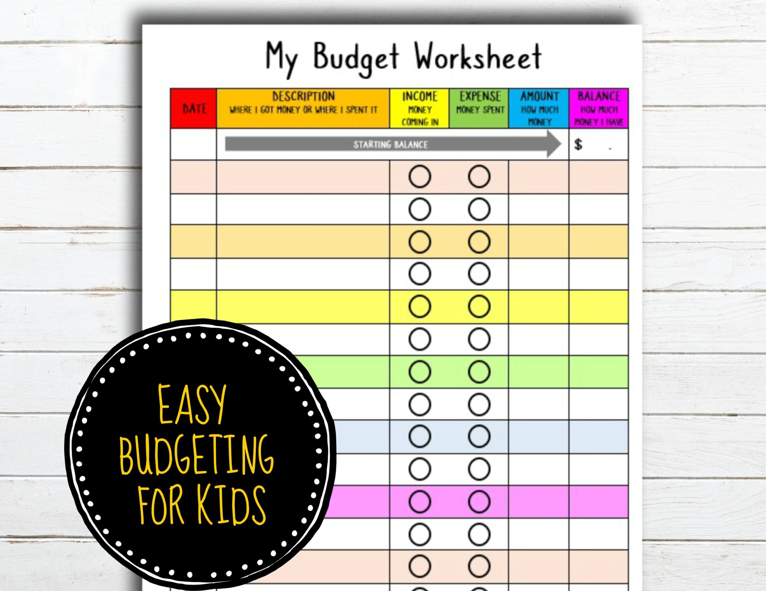 Kids Budgeting Worksheet Instant Download Etsy UK
