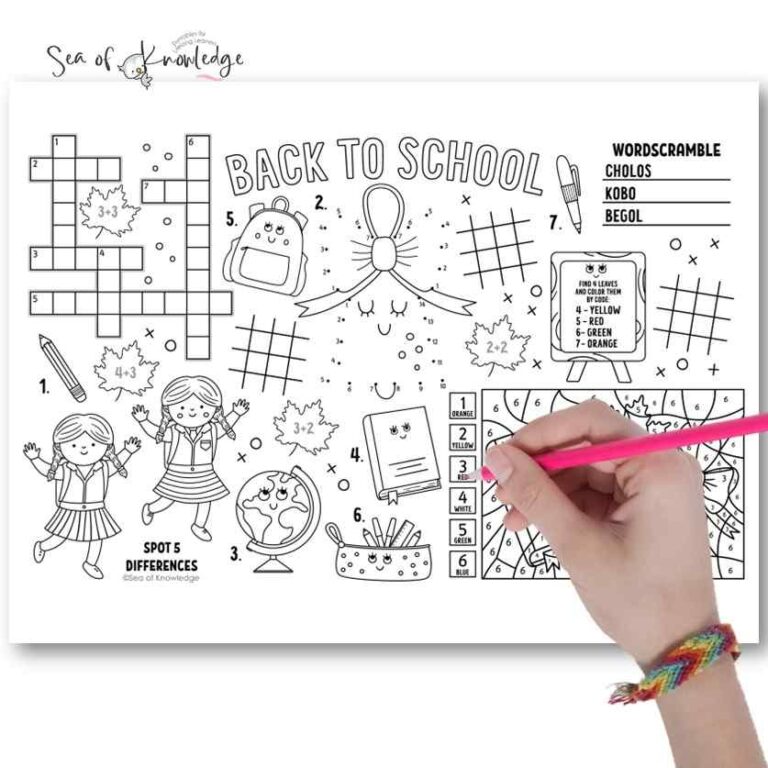 Kids Placemats Engaging Back to School Fun Free Download Printable