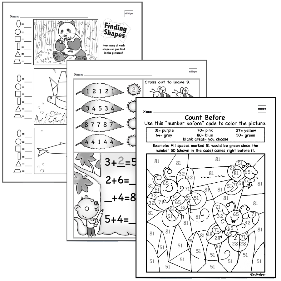 Kindergarten Math Worksheets Free Printable Math PDFs EdHelper 