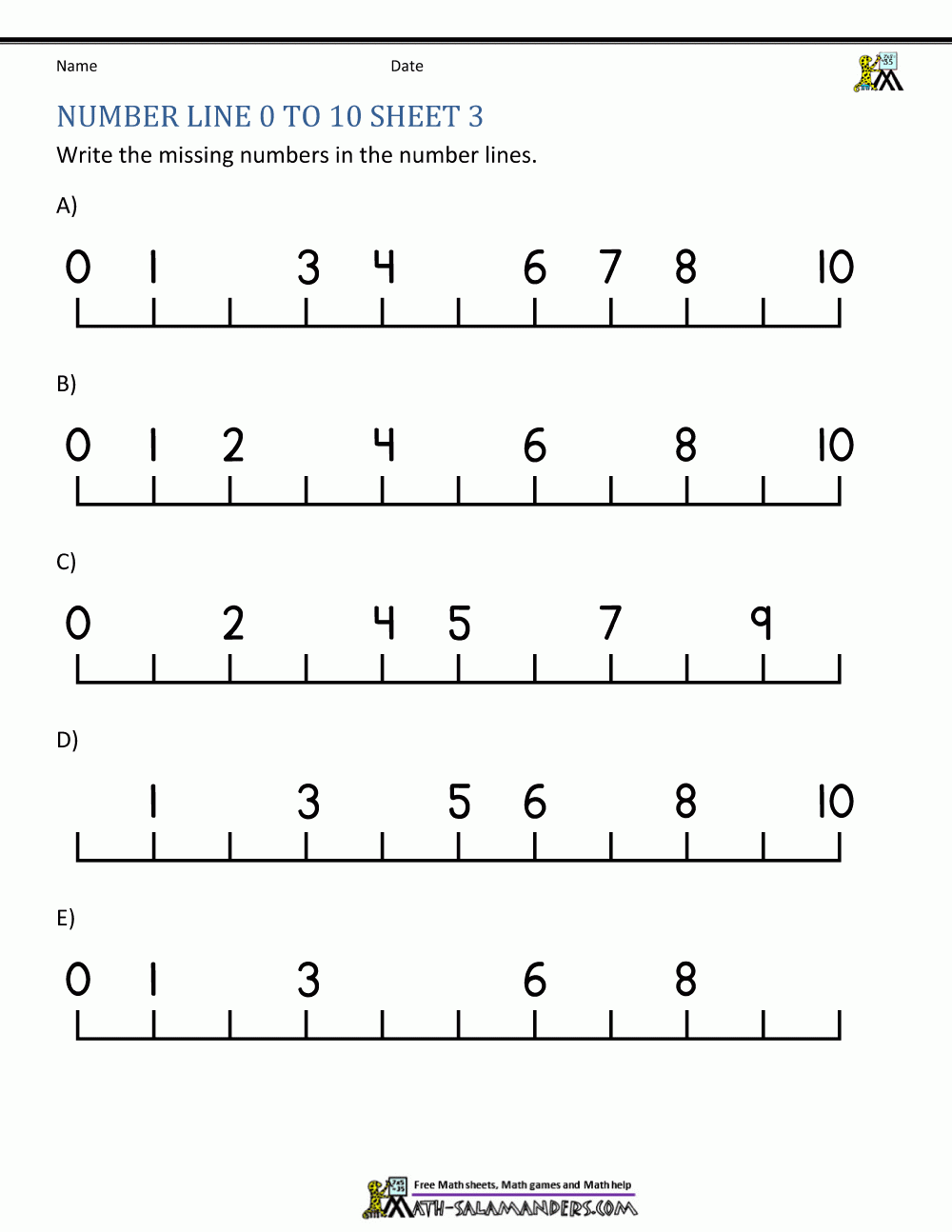 Kindergarten Number Worksheets