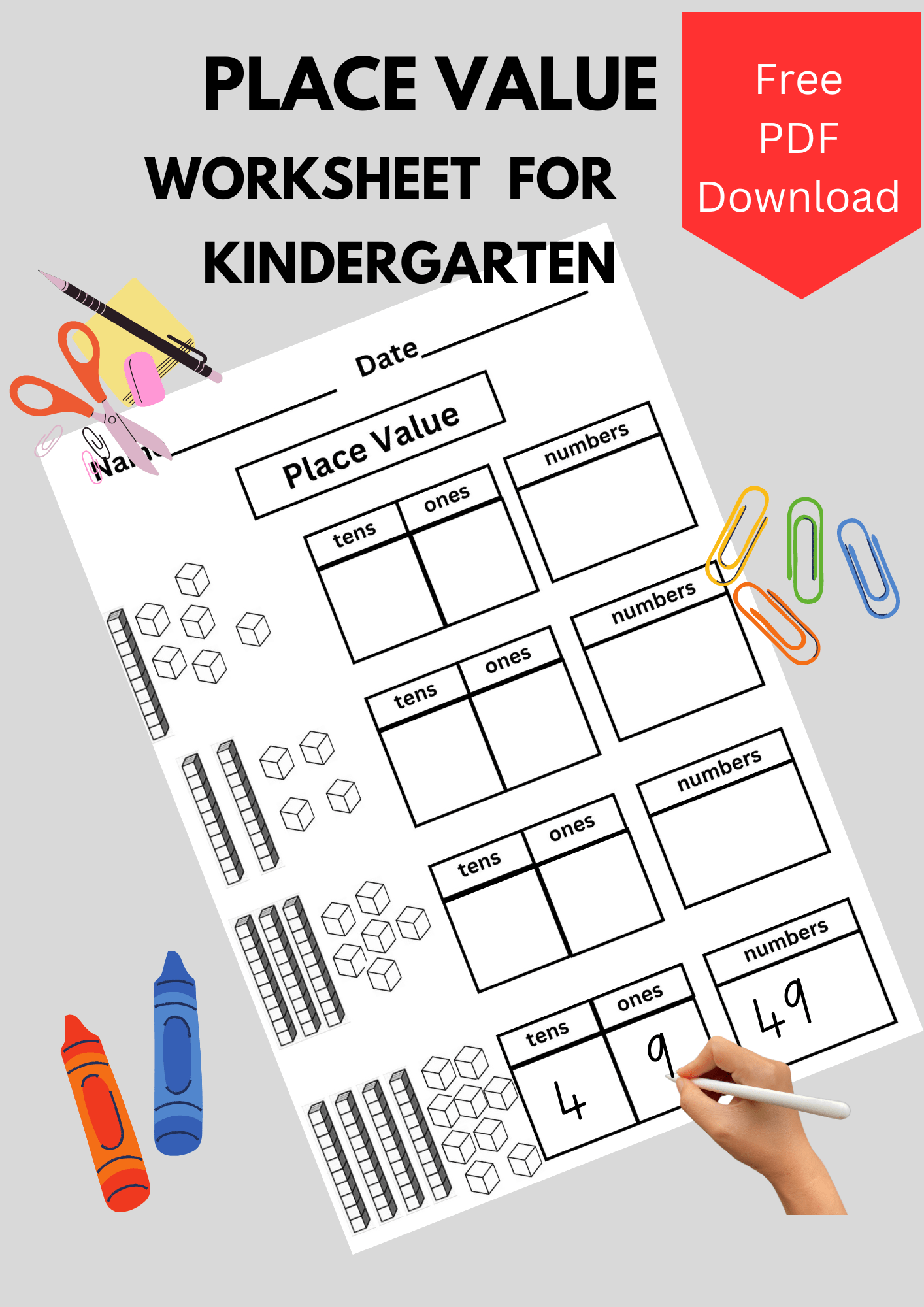 Kindergarten Place Value Worksheets Free