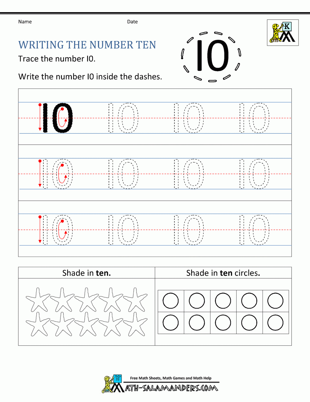 Free Printable Number Writing Worksheet Preschool
