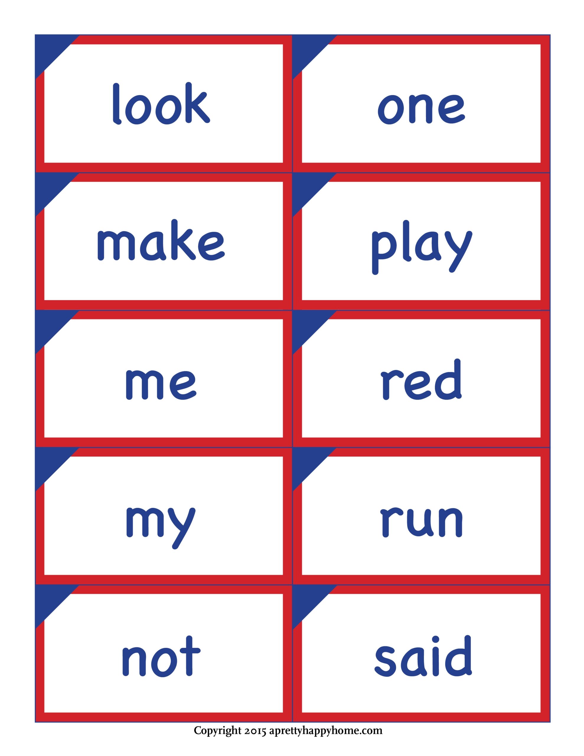Kindergarten Sight Word Flash Cards Free Printable A Pretty Happy Home