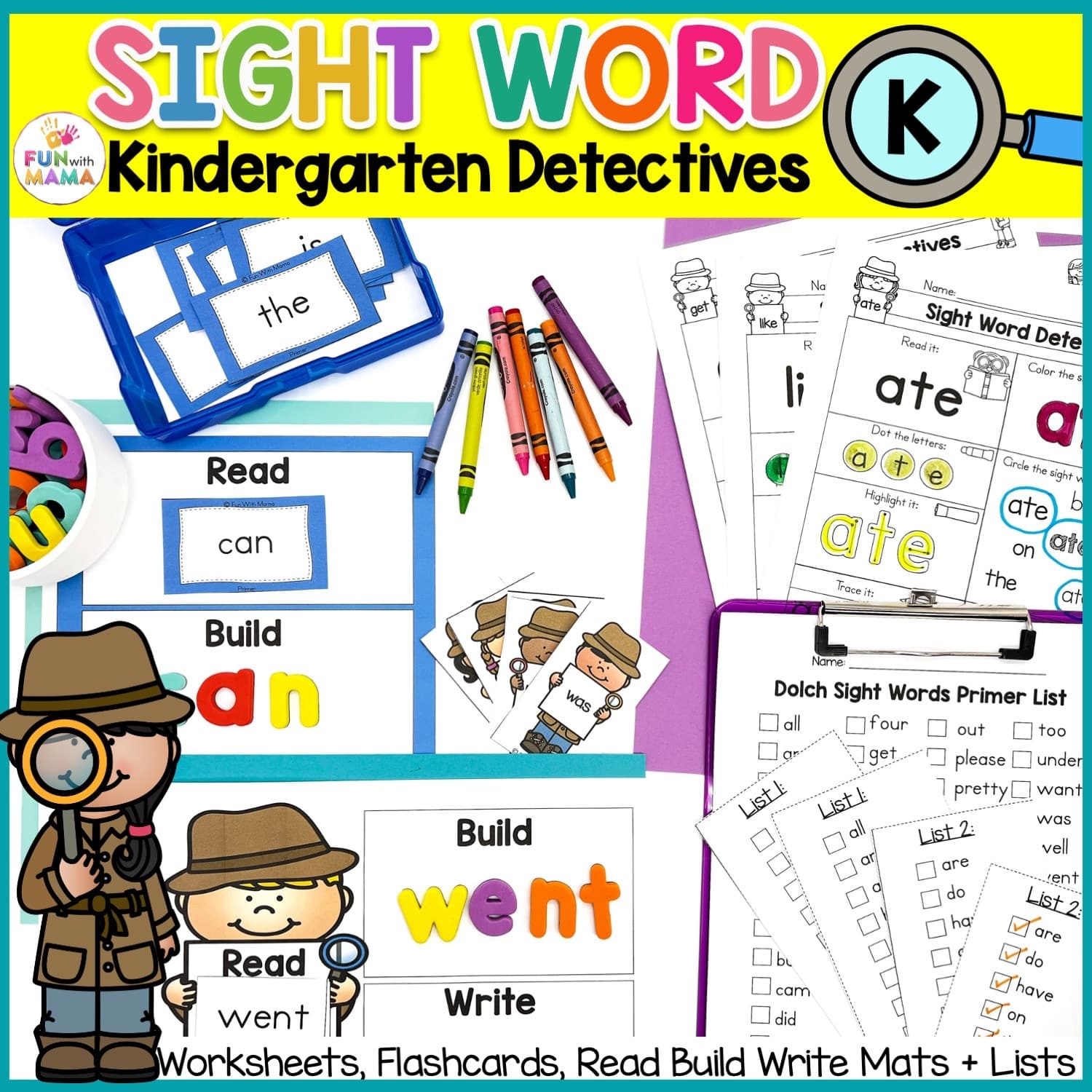 Kindergarten Sight Word Worksheets Activities Fun With Mama Shop