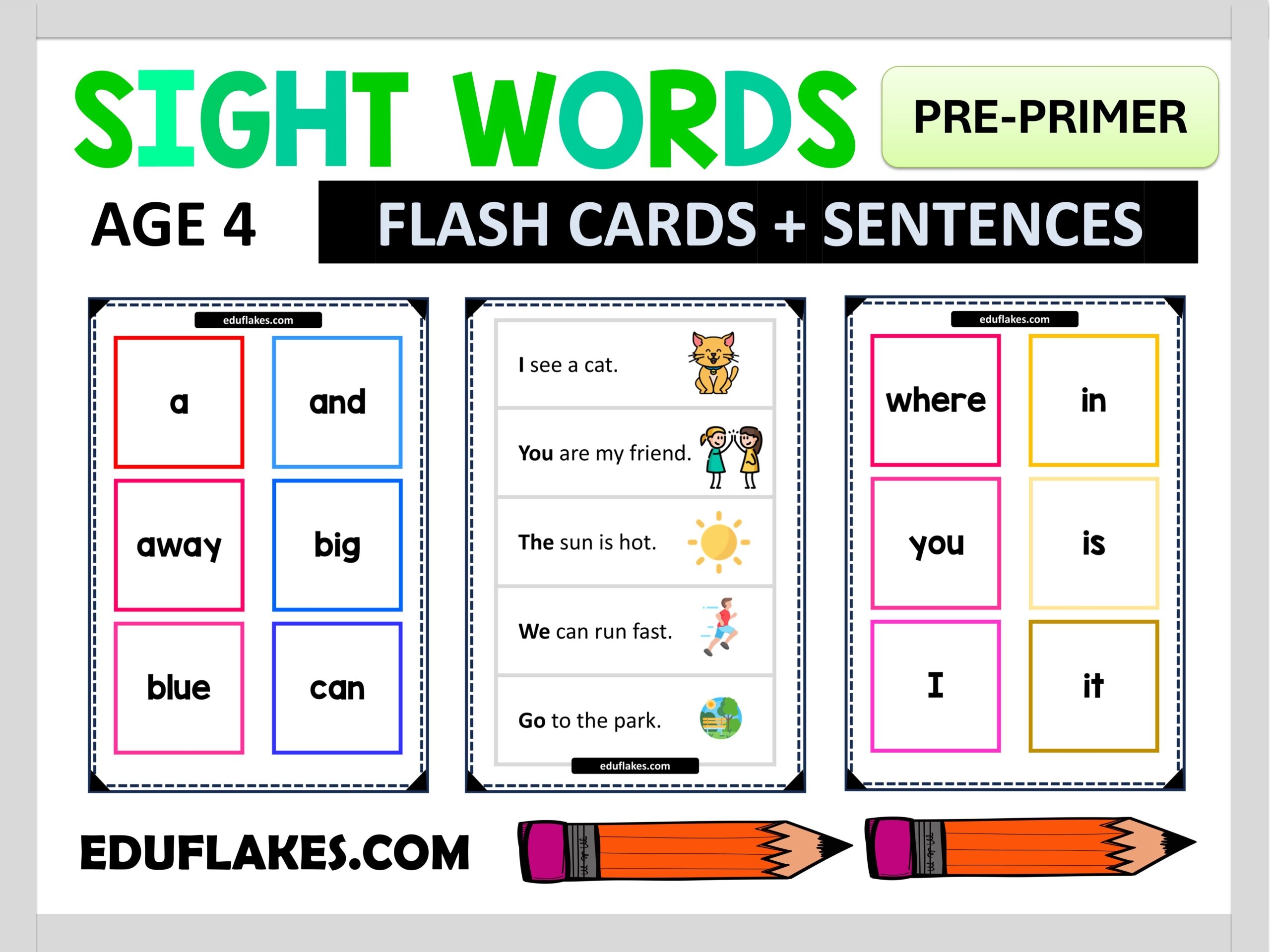 Preschool Sight Words Printable Flash Cards
