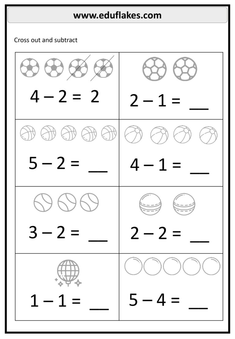 Kindergarten Subtraction Worksheet Printables Free PDF Eduflakes