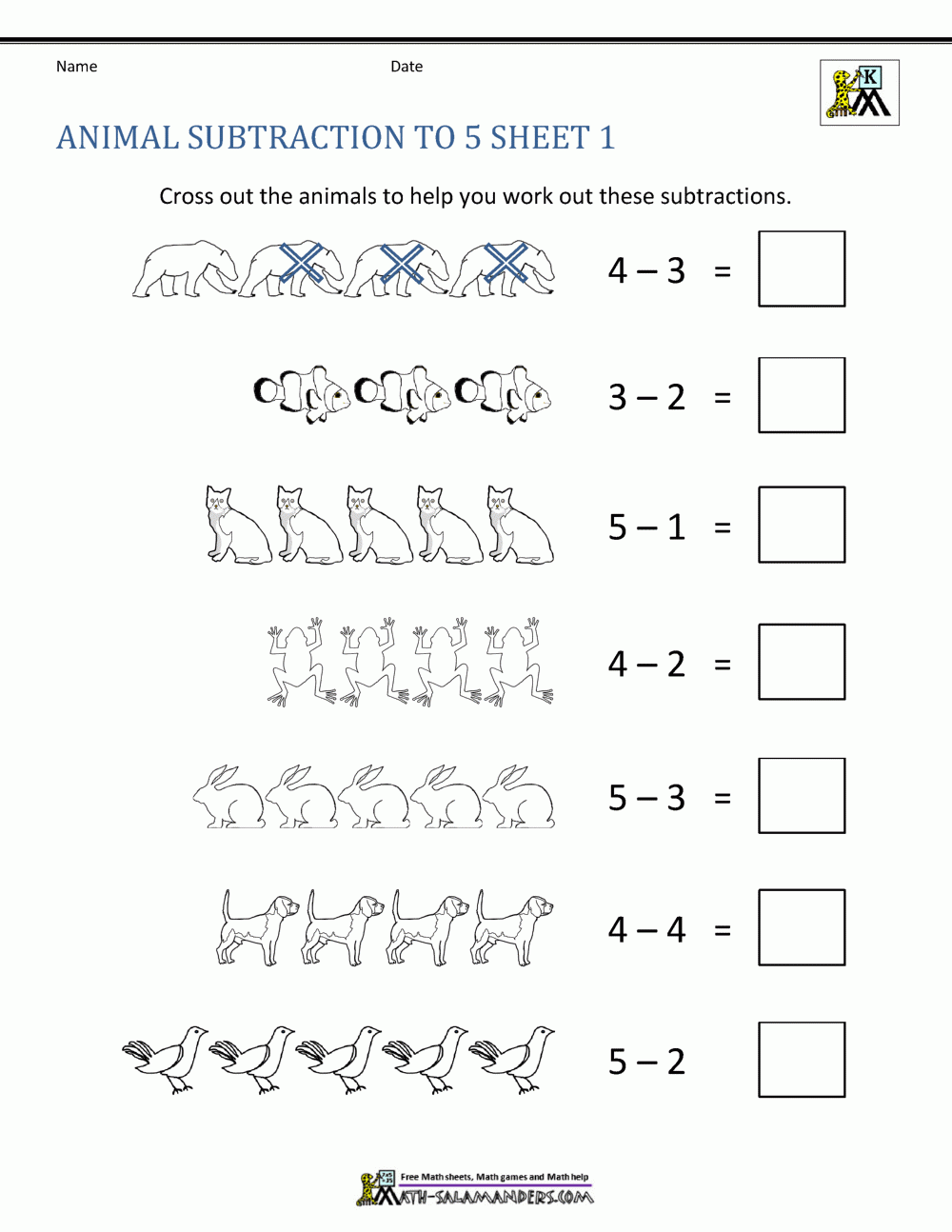 Kindergarten Subtraction Worksheets Kindergarten Subtraction Worksheets