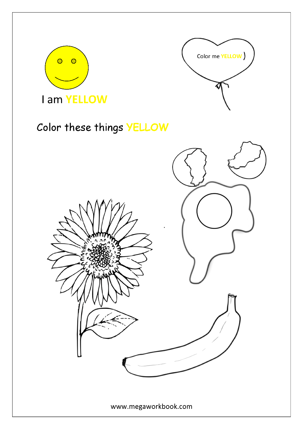 Learn Colors Coloring Pages Color The Things That Are Red Green Blue Yellow Etc MegaWorkbook