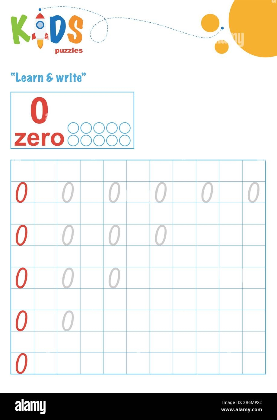 Learning Numbers Learn And Write Numbers Easy Colorful Worksheet For Preschool Elementary And Middle School Kids Stock Vector Image U0026 Art Alamy