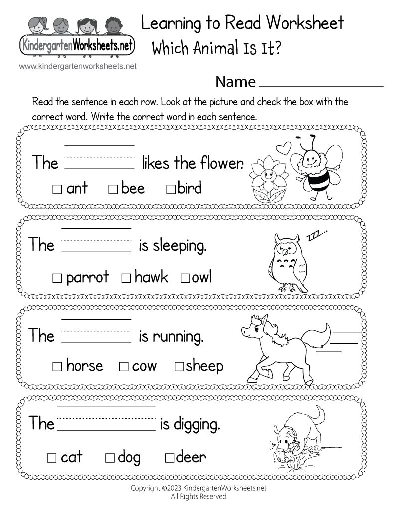 Kindergarten Printables Worksheets