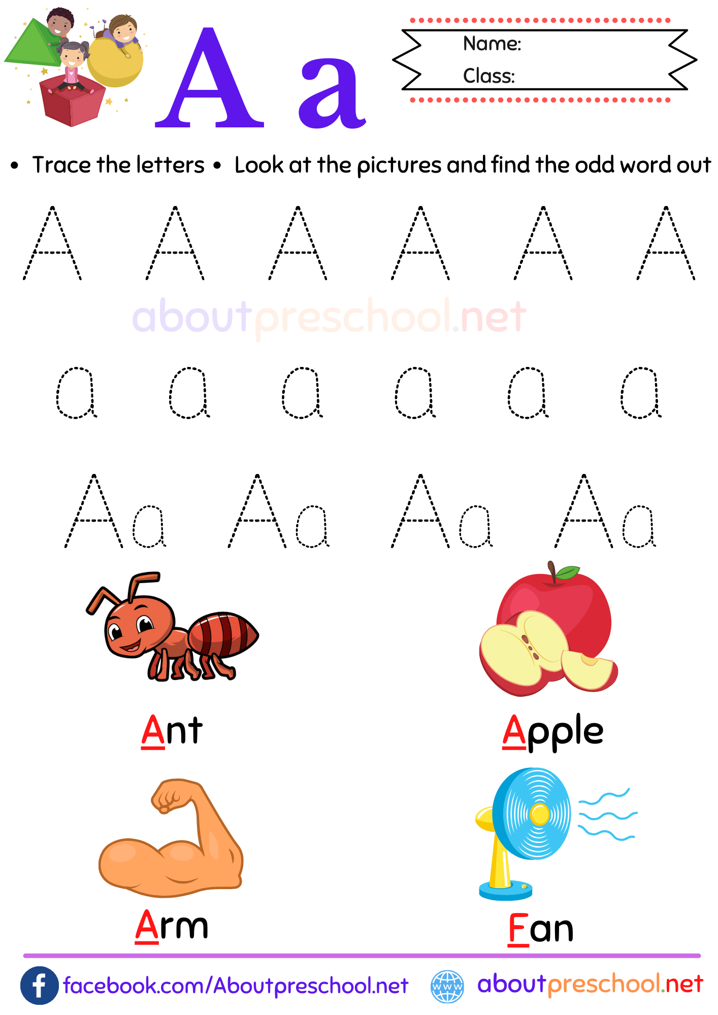 Homework For Preschoolers Printable Letter A