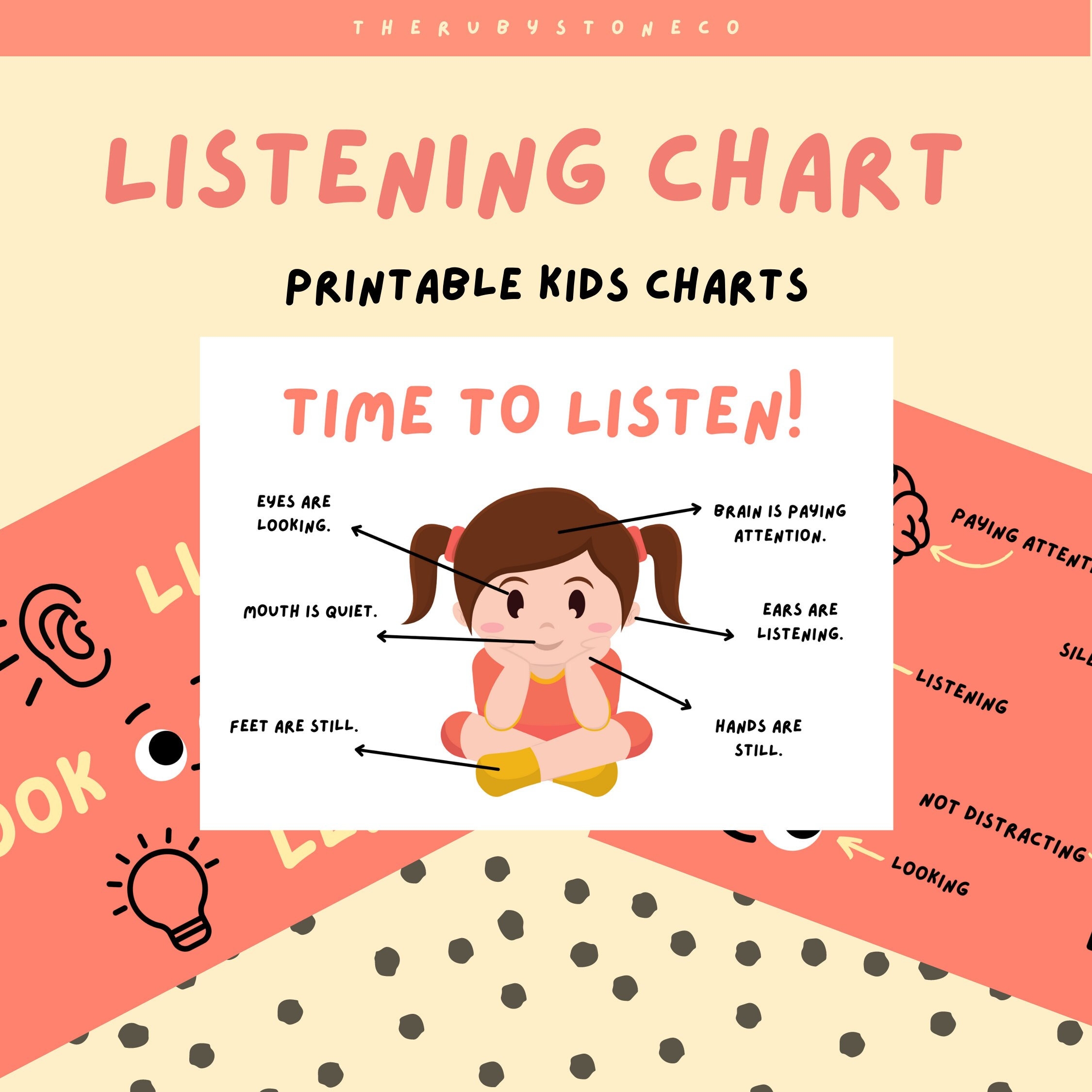 Listening Behavior Chart Poster For Kids Printable ASD ADHD Listening Behavior Chart Poster For Kids Printable ASD ADHD