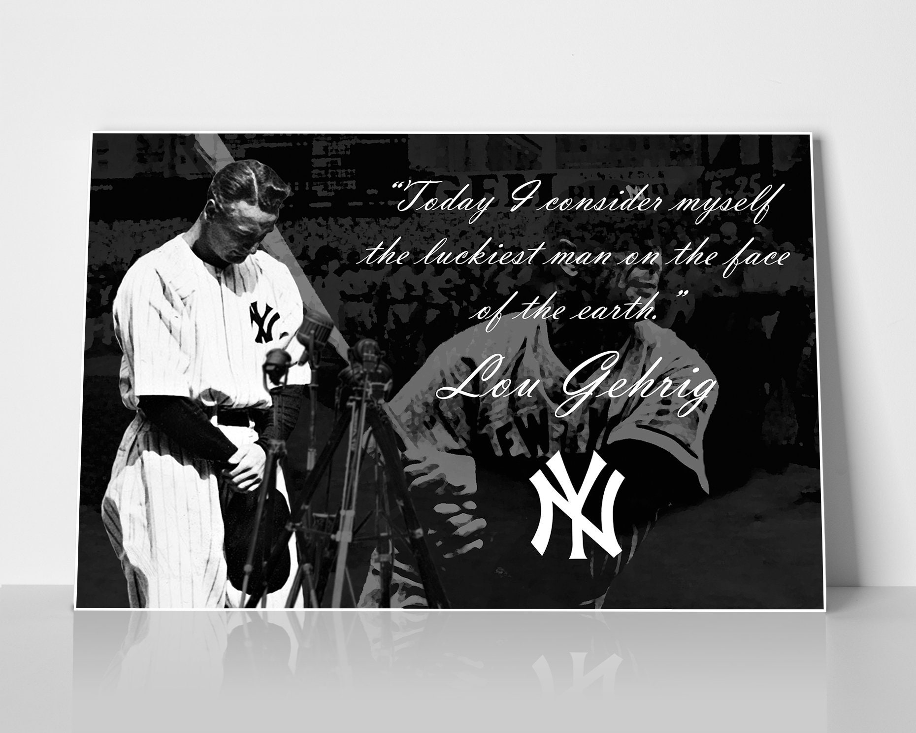 Lou Gehrig Luckiest Man Alive Poster Etsy