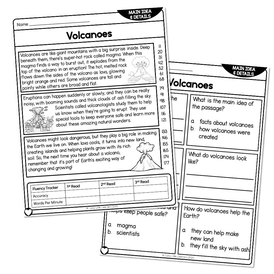 Main Idea Reading Passage Volcanoes At Lucky Little Learners Main Idea Reading Passage Volcanoes At Lucky Little Learners