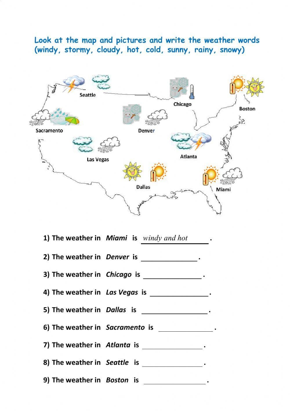 Map And Weather Worksheet Live Worksheets Worksheets Library