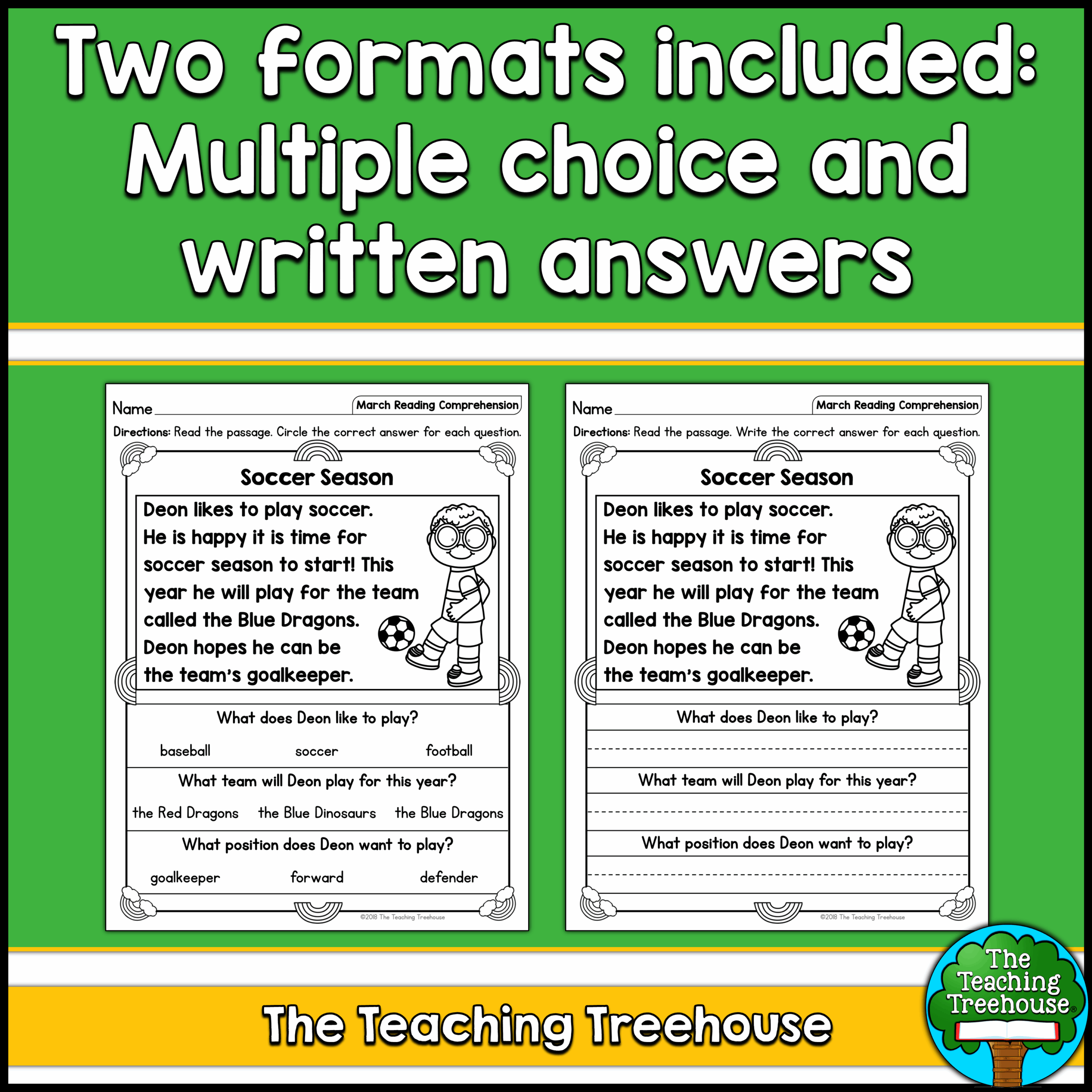 March Reading Comprehension Passages For Kindergarten And First 