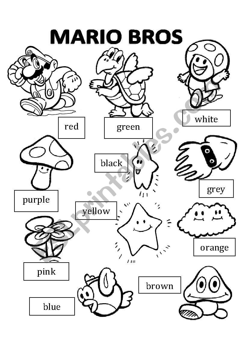 Mario Bros Coloring Color ESL Worksheet By Oli9383 Mario Bros Coloring Color ESL Worksheet By Oli9383
