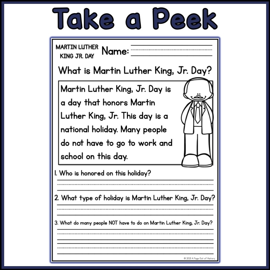Martin Luther King Jr Day Holidays Reading Comprehension Passages K 2 Made By Teachers Martin Luther King Jr Day Holidays Reading Comprehension Passages K 2 Made By Teachers