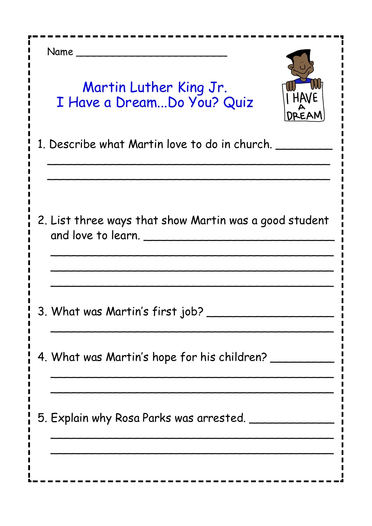 Martin Luther King Jr Reading Comprehension Passage Made By Teachers Martin Luther King Jr Reading Comprehension Passage Made By Teachers