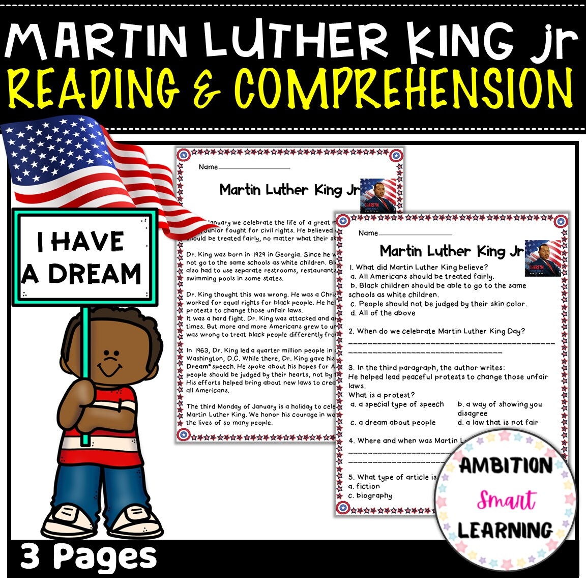 Martin Luther King Jr Reading Passages MLK Day Activities Martin Luther King Worksheet Writing Activities Printable Worksheets Etsy Martin Luther King Jr Reading Passages MLK Day Activities Martin Luther King Worksheet Writing Activities Printable Worksheets Etsy