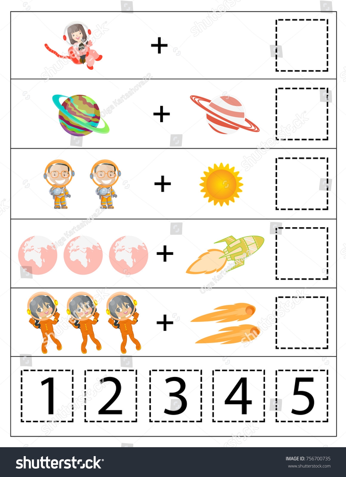 Math Kindergarten Worksheet Kids Printable Game Stock Vector Royalty Free 756700735 Shutterstock