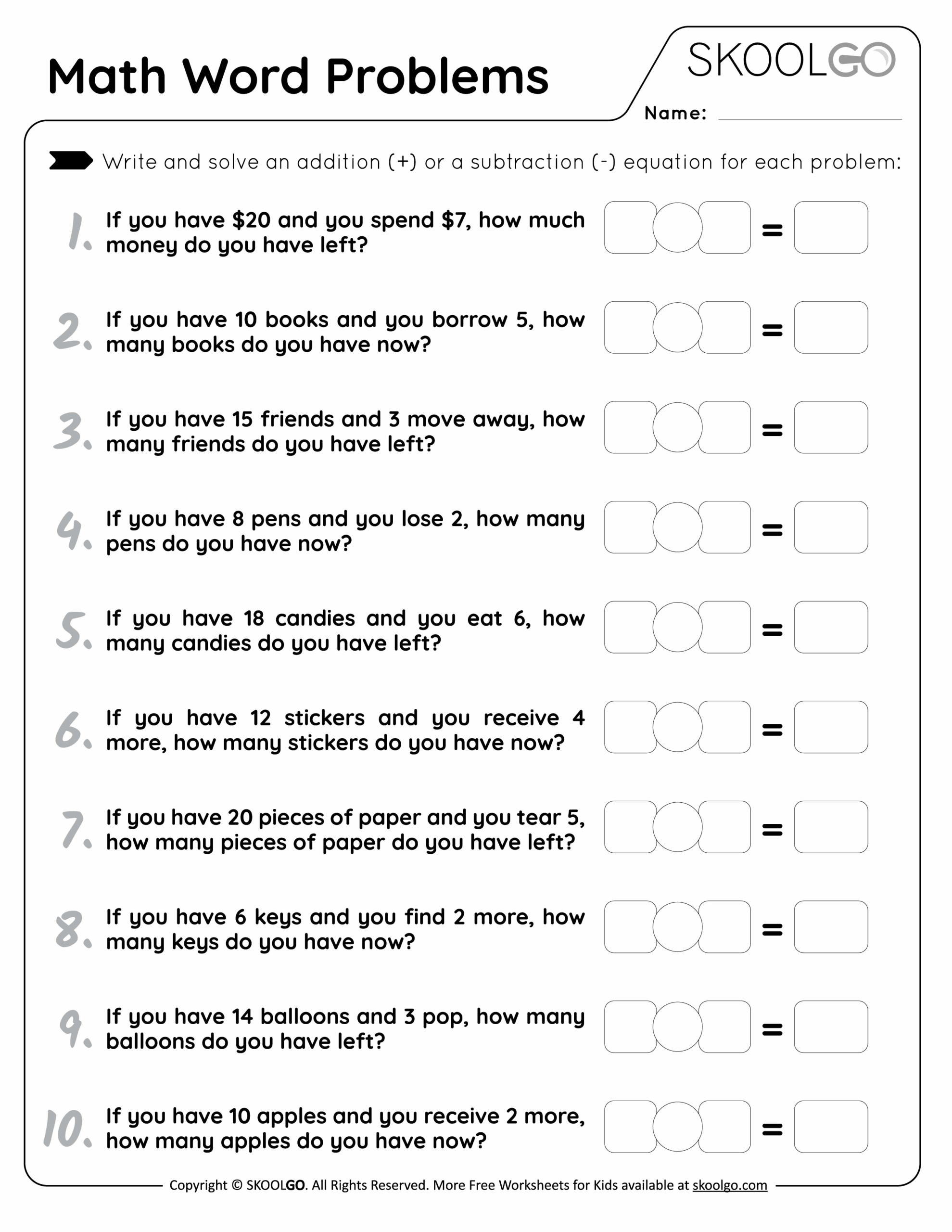 Math Word Problems Free Worksheet For Kids SKOOLGO Worksheets Library Math Word Problems Free Worksheet For Kids SKOOLGO Worksheets Library
