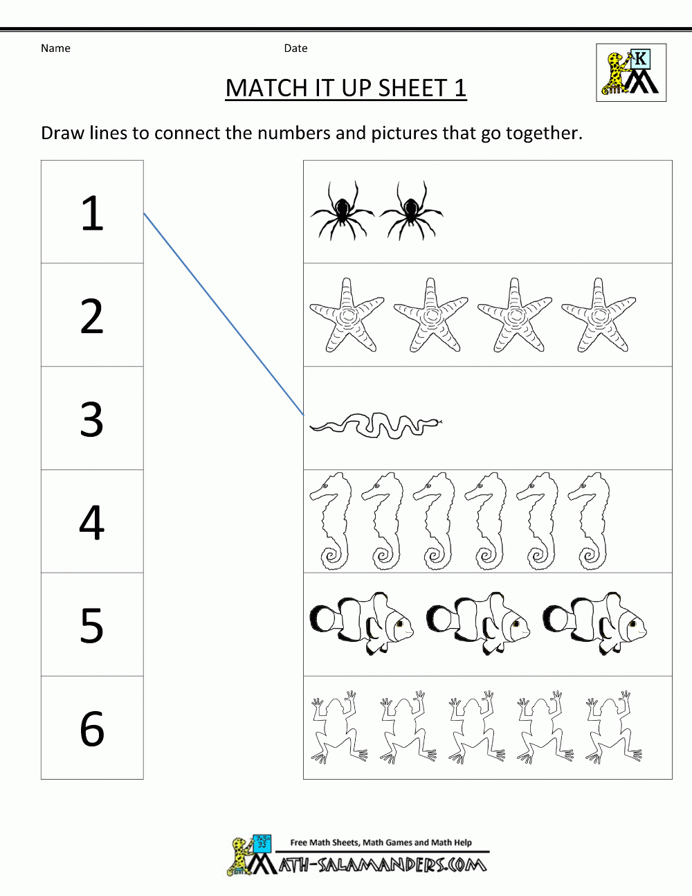 Math Worksheet Kindergarten 1 And 2