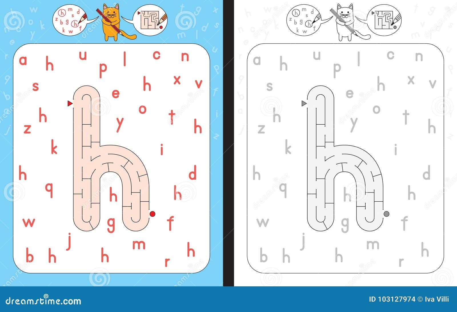 Maze Letter H Stock Vector Illustration Of Learning 103127974