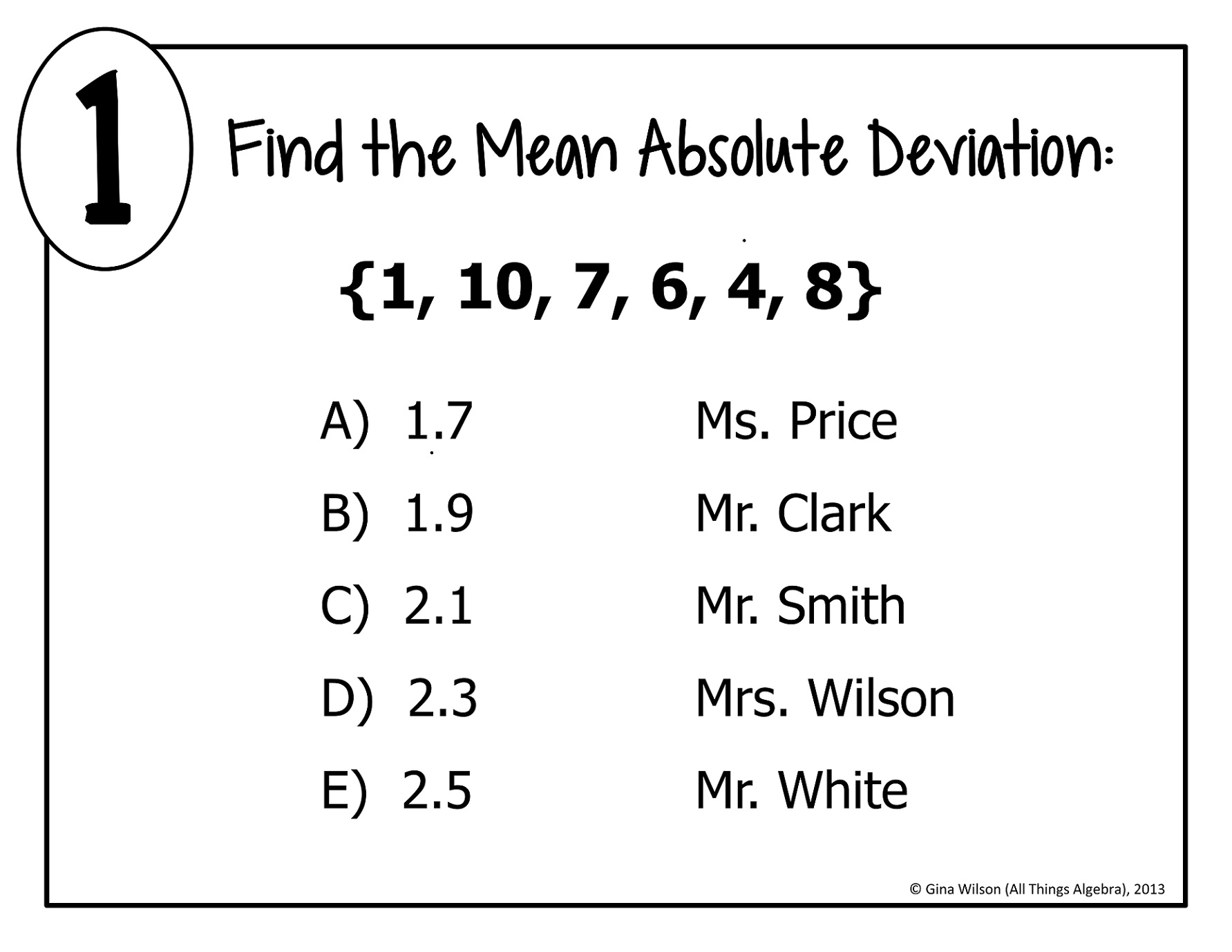 Mean Absolute Deviation Maze Worksheet Answers