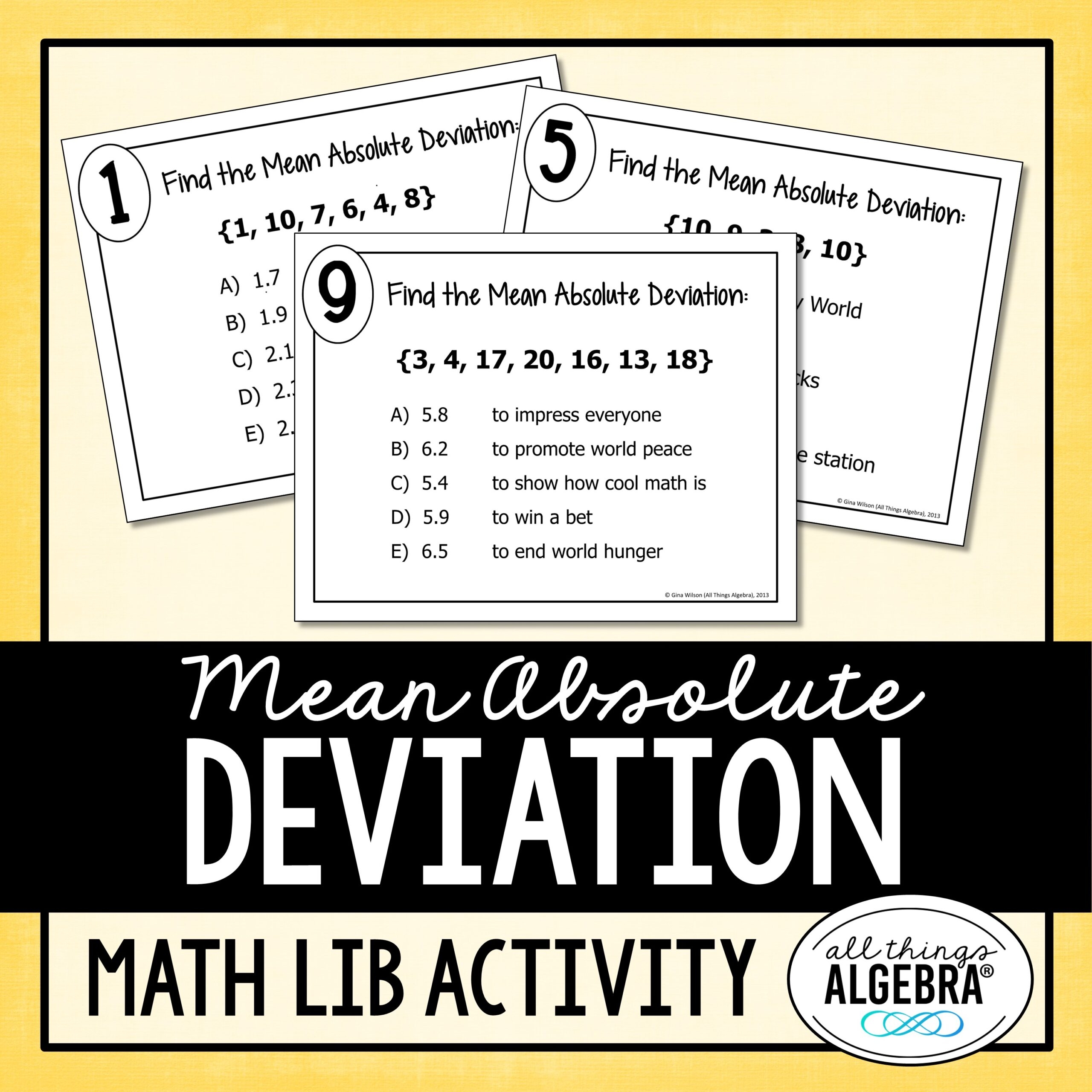 Mean Absolute Deviation Math Lib Activity