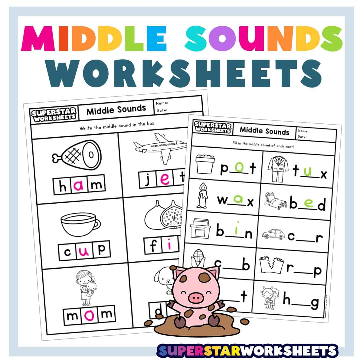 Middle Sound Worksheets Superstar Worksheets