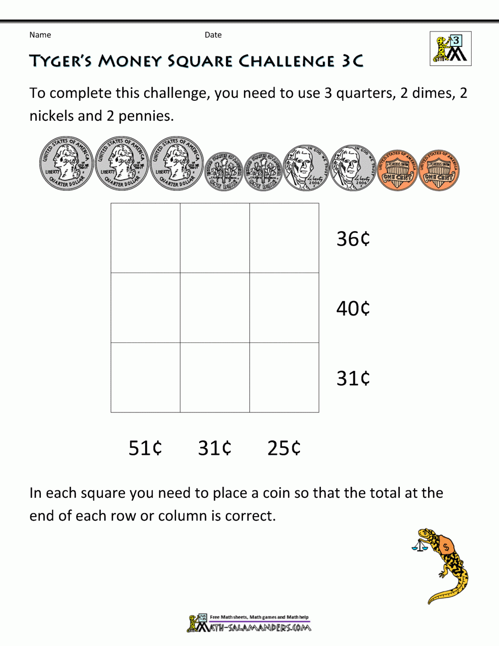 Money Worksheets 3rd Grade Money Challenges Money Worksheets 3rd Grade Money Challenges