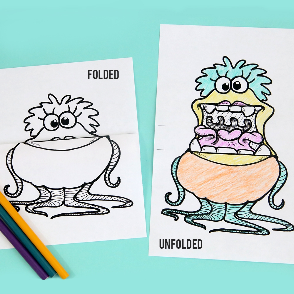 Monster Coloring Pages Folding Surprise It s Always Autumn