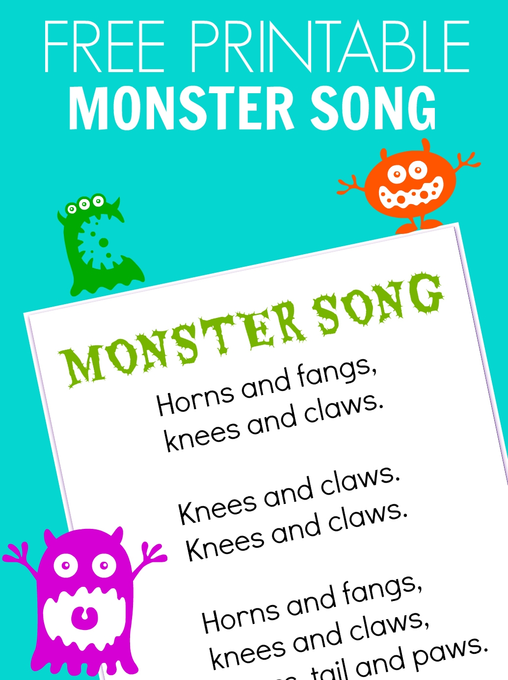 Free Printable Preschool Songs