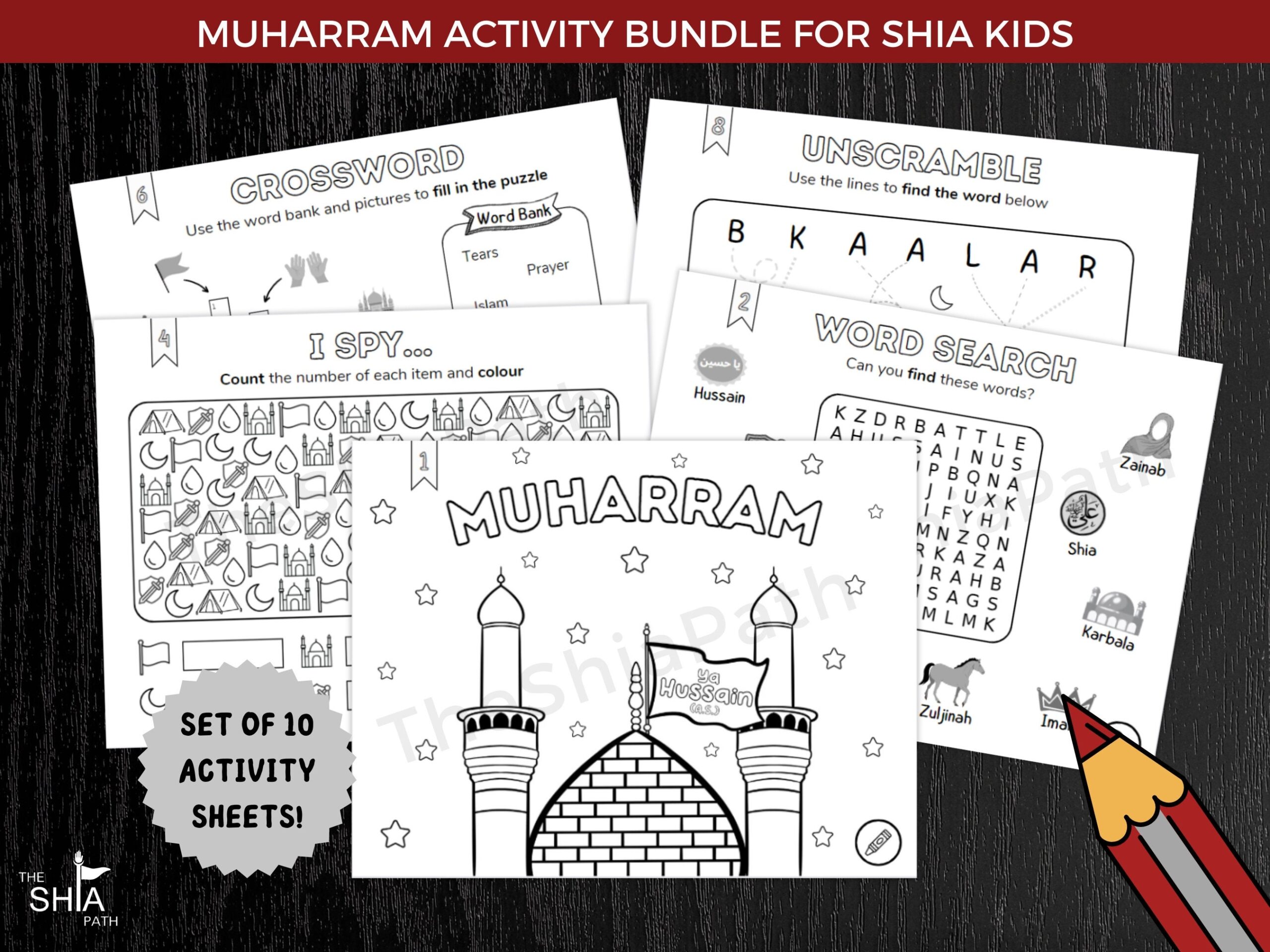 Muharram Activity Set 10 Page Bundle Printable Activities For Families And Kids Shia Kids Imam Hussain Karbala Instant Download Etsy